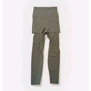 Nike Yoga Luxe Layered 7/8 Leggings Womens Small Green Ribbed Activewear